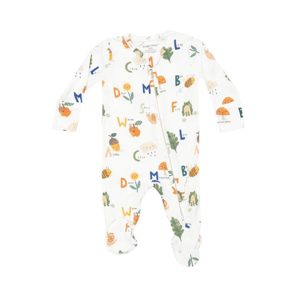 NEW ANGEL DEAR kid's nature abc's 2 way zipper footie in beige